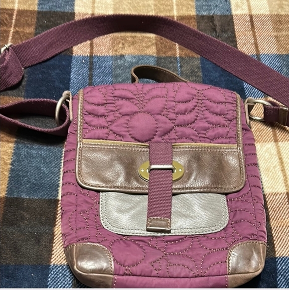 Fossil Quilted Purple and Brown Crossbody Bag - Picture 6 of 16
